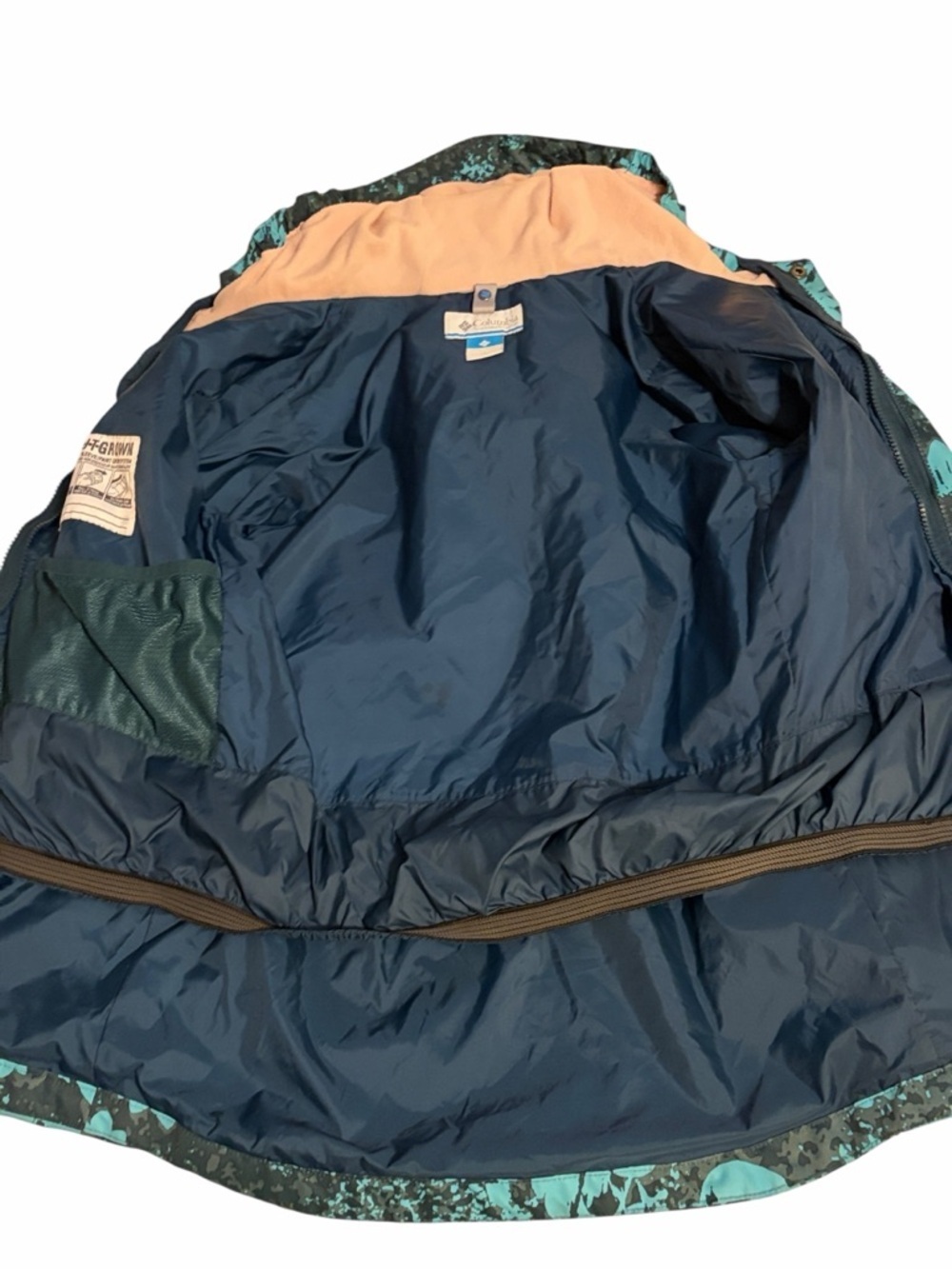 Columbia 3:1 Interchange Youth Teal Floral Hooded Raincoat, waterproof size L - Picture 5 of 11